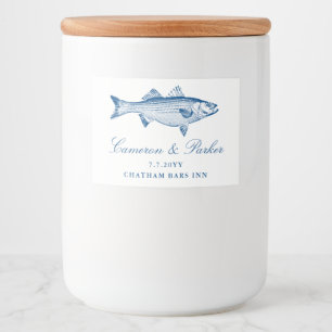 Striped Bass Navy Blue Fish Wedding Favor Food Label