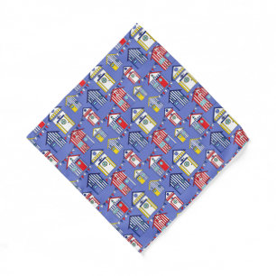 Striped Beach Huts Pattern Blue Beach Bandana