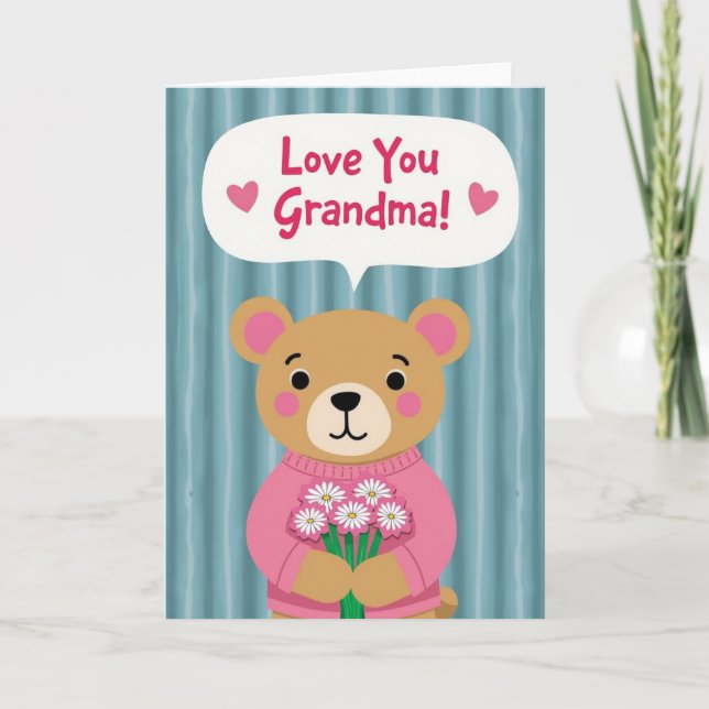 Striped Bear Grandma Love Card (Front)
