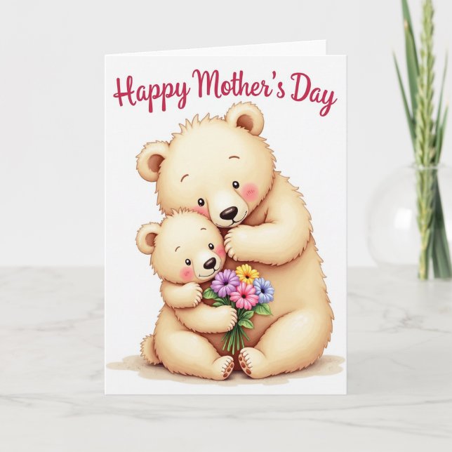 Striped Bear Hugs Bouquet Card (Front)