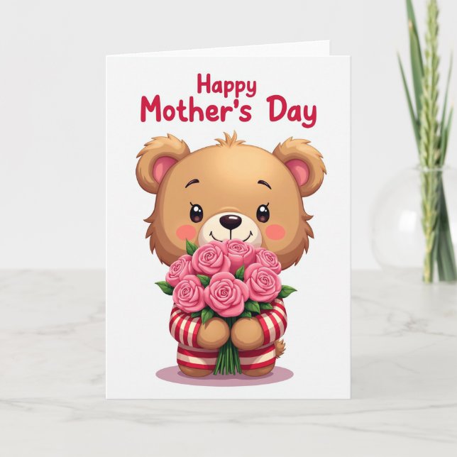 Striped Bear Mothers Day Card (Front)