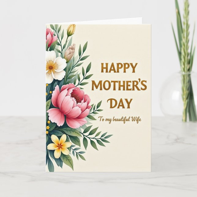 Striped Beautiful Wife Day Card (Front)