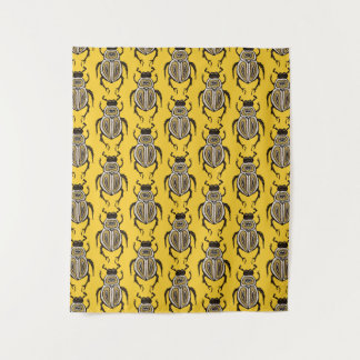 Striped Beetle Botanical Insect Art Yellow Tapestry
