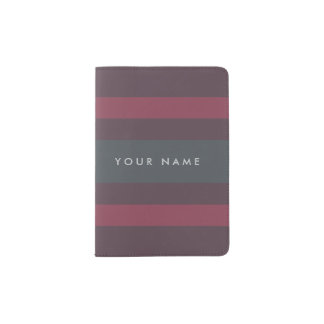 Striped Berry & Petrol Custom Passport Holder