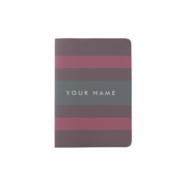 Striped Berry & Petrol Custom Passport Holder (Front)