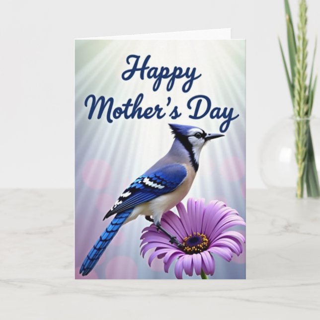 Striped Bird Floral Celebration Card (Front)