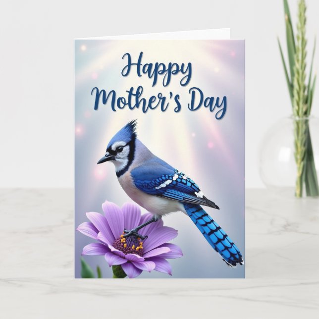 Striped Bird Mothers Day Card (Front)