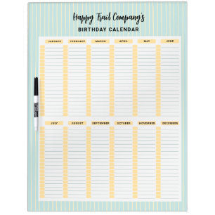 Striped Birthday Calendar Dry Erase Board
