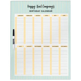 Striped Birthday Calendar Dry Erase Board