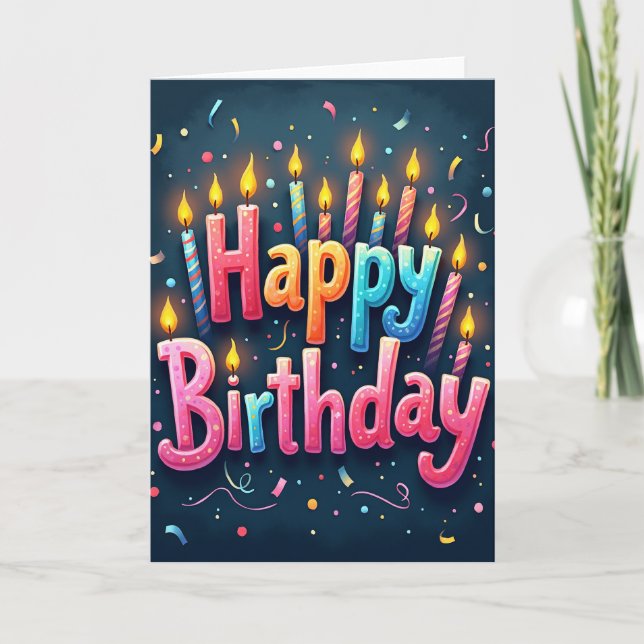 Striped Birthday Candle Card (Front)