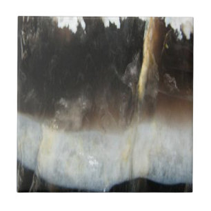 Striped Black Agate, Cool Unique Nature Stone Ceramic Tile