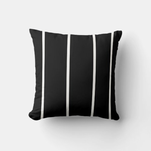 Striped Black and White  Square Throw Pillow