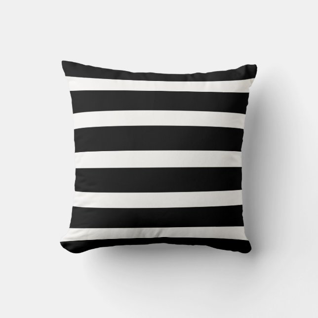 Striped Black and White Throw Pillow (Front)