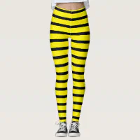 Bumble Bee Leggings Yellow Black Striped Broad Stripes I Funny