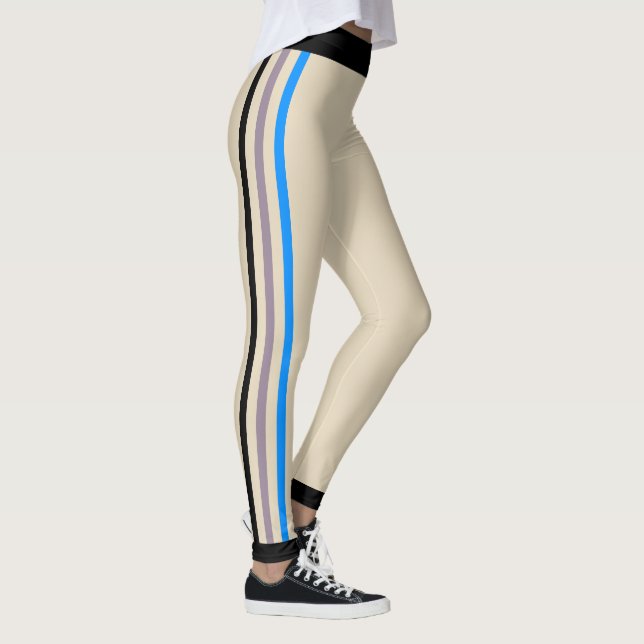 Striped Black Grey Blue (custom.) Leggings (Right)