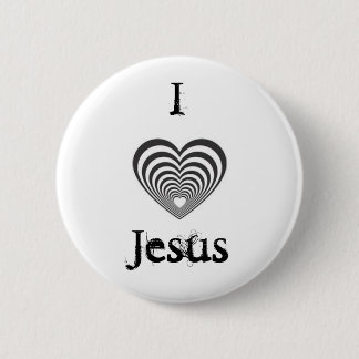 striped black heart, IJesus Pinback Button