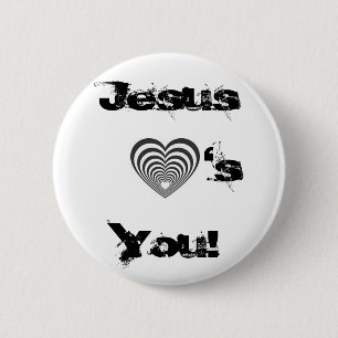 striped black heart, JesusYou!, 's Pinback Button