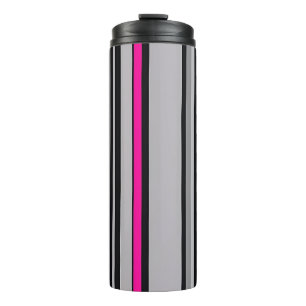 Striped Black Pink and Gray Thermal Tumbler