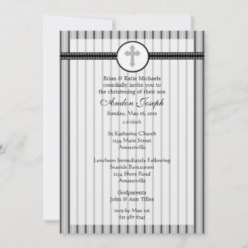 Striped Black &amp; White Cross Invitation