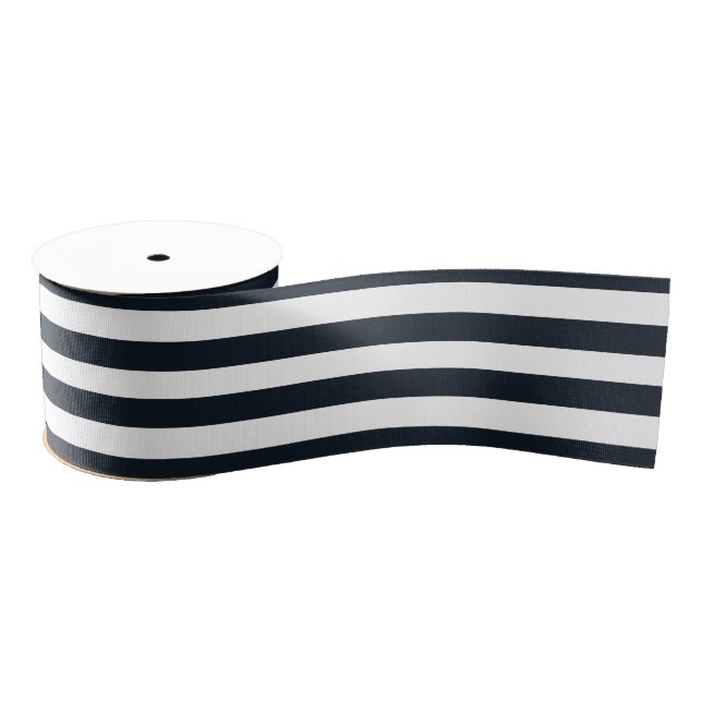 Striped (Black & White) Customizable Grosgrain Ribbon (Spool)