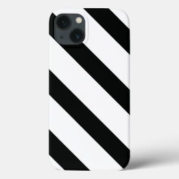 Striped (Black & White | Diagonal) Any Size Custom iPhone 13 Case