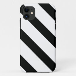 Striped (Black & White | Diagonal) Any Size Custom iPhone 11 Case