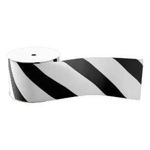 Striped (Black & White Diagonal) Any Size Custom Grosgrain Ribbon