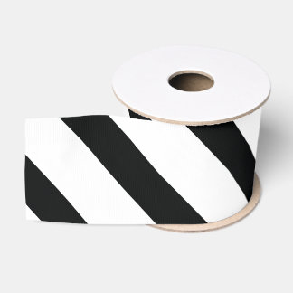 Striped (Black & White | Diagonal) Any Size Custom Grosgrain Ribbon