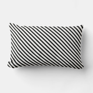 Striped (Black & White | Diagonal) Any Size Custom Lumbar Pillow