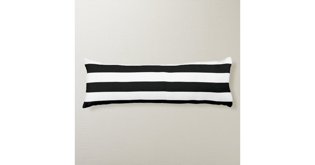 Striped Black White Horizontal Customizable Body Pillow