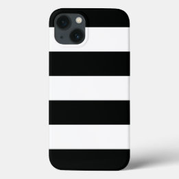 Striped (Black & White | Horizontal) Customizable iPhone 13 Case