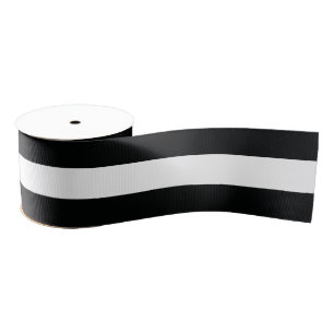 Striped (Black & White   Horizontal) Customizable Grosgrain Ribbon