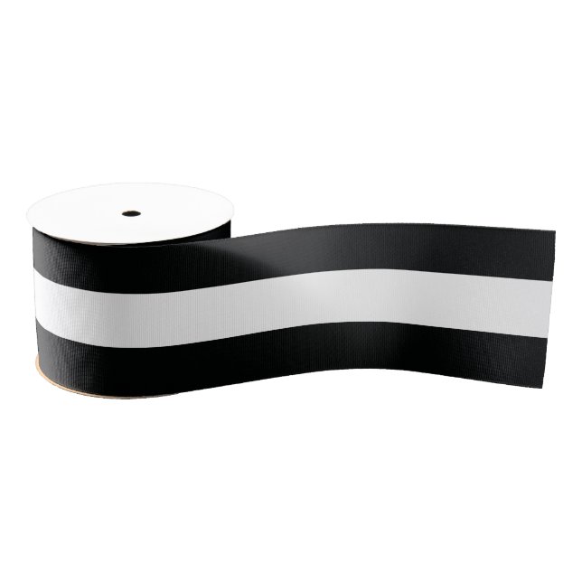 Striped (Black & White | Horizontal) Customizable Grosgrain Ribbon (Spool)