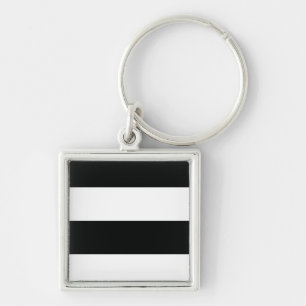 Striped (Black & White   Horizontal) Customizable Keychain