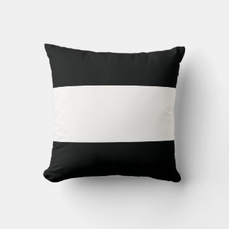 Striped (Black & White | Horizontal) Customizable Throw Pillow