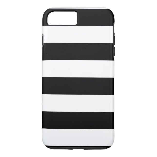 Striped Black & White Horizontal Phone Case (Back)