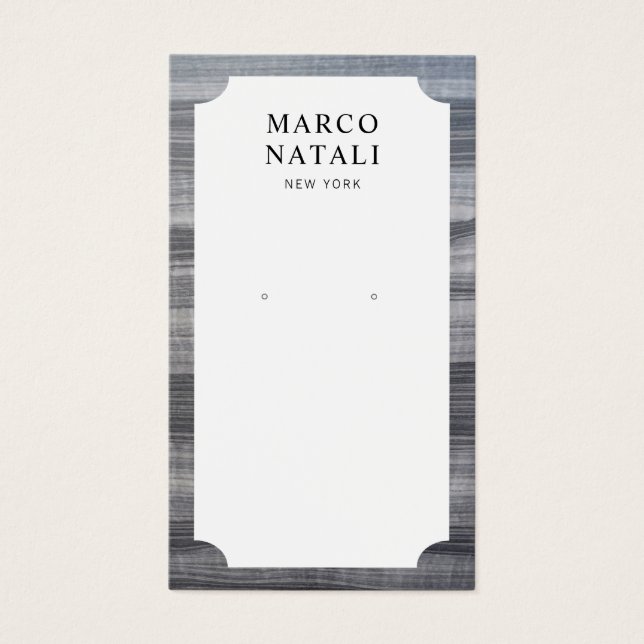 Striped Black White Marble Earring Display Card (Front)
