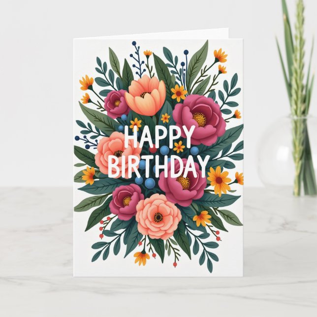 Striped Bloom Bouquet Card (Front)