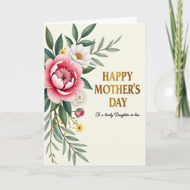 Striped Blossom Daughter In Law Card (Front)