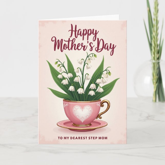Striped Blossom Teacup Card (Front)