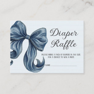 Striped Blue Bow Diaper Raffle Enclosure Card