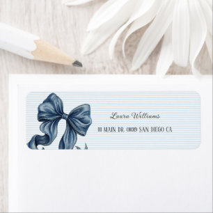 Striped Blue Bow  Label