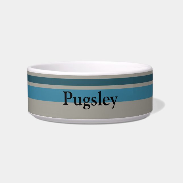 Striped blue gray bowl (Front)