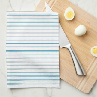 Striped Blue & Gray Coastal Farmhouse Style Kitchen Towel