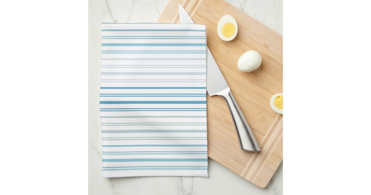 Navy / Beige / White Paper Stripes Kitchen Towel, Zazzle