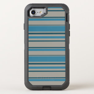 Striped blue gray OtterBox defender iPhone SE/8/7 case