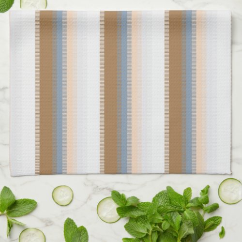 Striped Blue Grey Gray Gold Beige Brown Tan Kitchen Towel