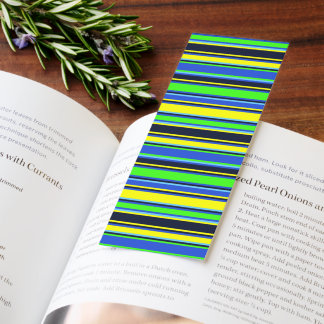 Striped Blue, Lime, & Yellow Bookmarks