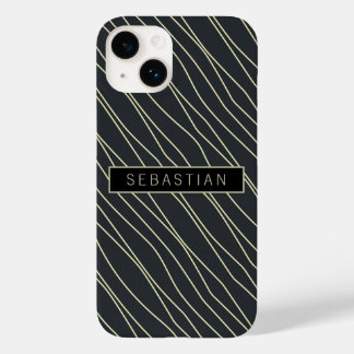 Striped Blue Pattern Personalized Case-Mate iPhone 14 Case