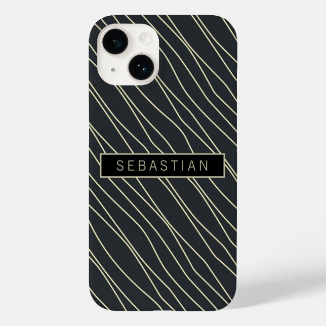 Striped Blue Pattern Personalized Case-Mate iPhone Case (Back)